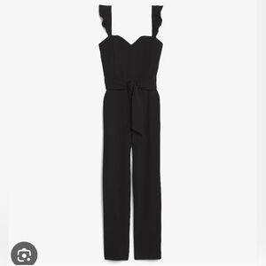 Express Black Ruffle Sleeve Jumpsuit with Waist Tie